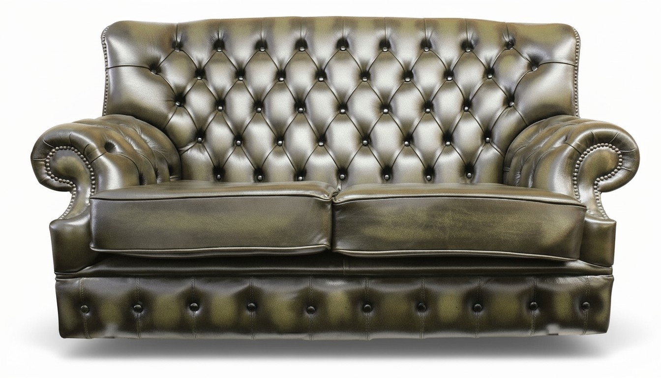 Chesterfield Sofa 2-Seater Brown Faux Leather Tall Backrest Classic Comfortable Loveseat New