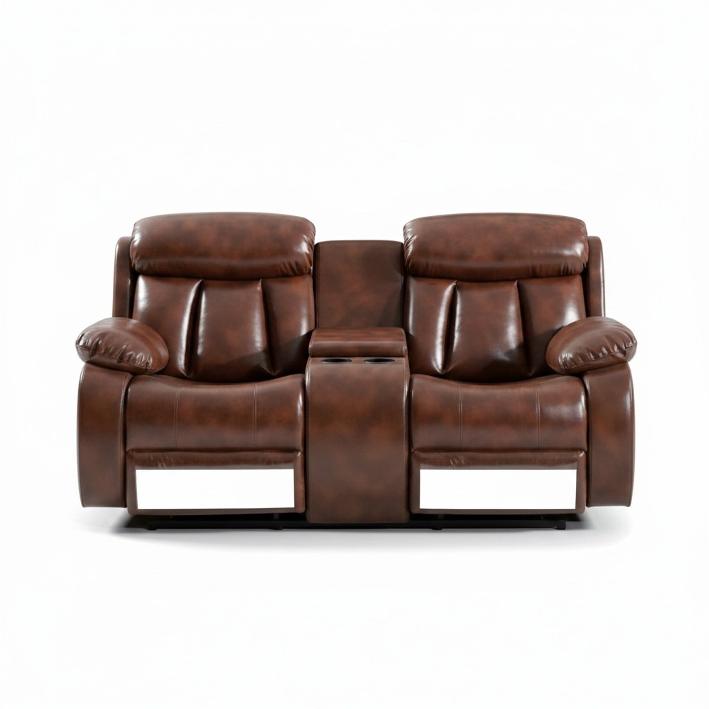 Sofa 2 seater couch upholstery designer relax function living room brown new
