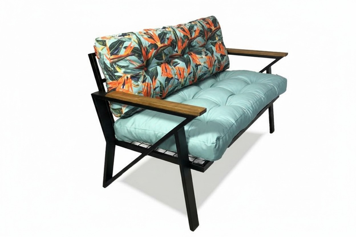 Sofa 2 Seater Garden Sofa Small Sofa Mini Couch Metal Floral Pattern