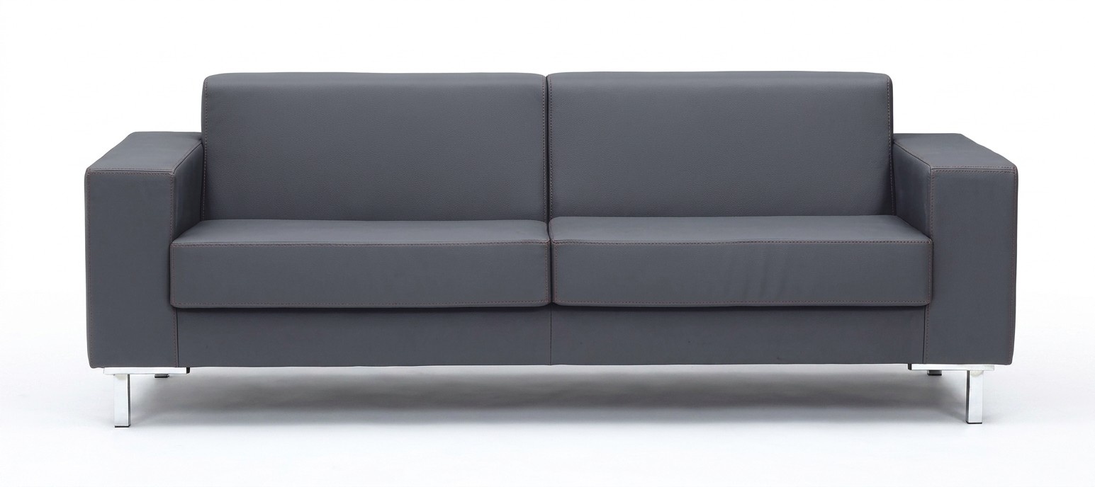 Sofa 2-seater Office Furniture Leather Textile Couch Upholstery Design Luxury Gray