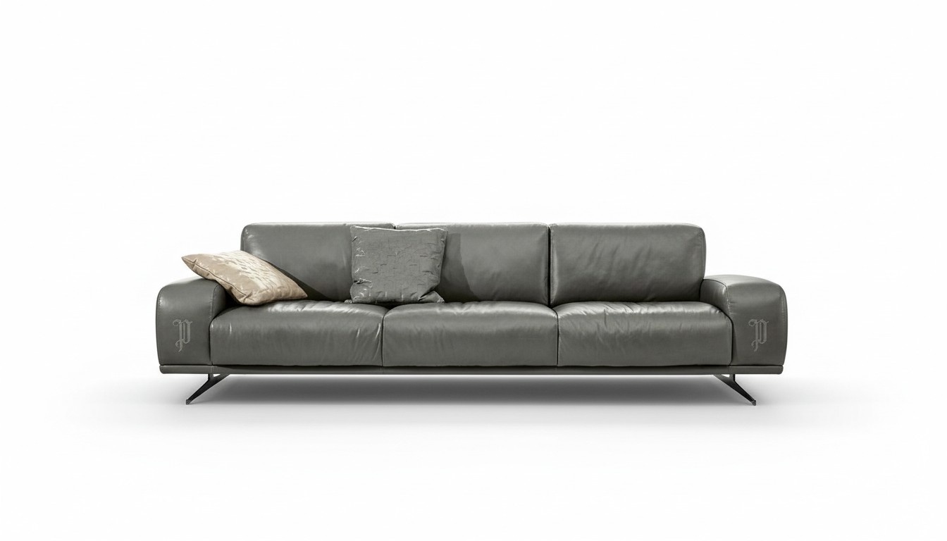 Sofa 3 seat luxury furniture living room leather couch three seater grey design Prianera