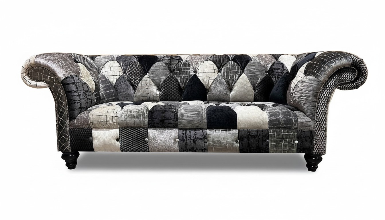 Sofa 3-seater Velvet Fabric Three-seater Sofas Luxury Living Room Chesterfield