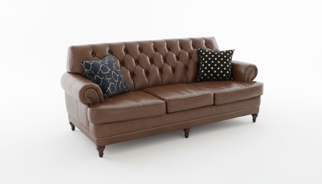 3-Seater Sofa 100% Faux Leather Antique Style Leather Couch Upholstered Sofas Armchairs A28