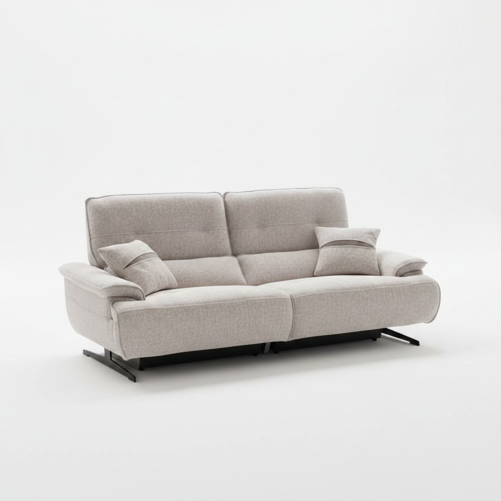 Beige 3-Seater Sofa Upholstered Design Luxury Textile Couch Fabric