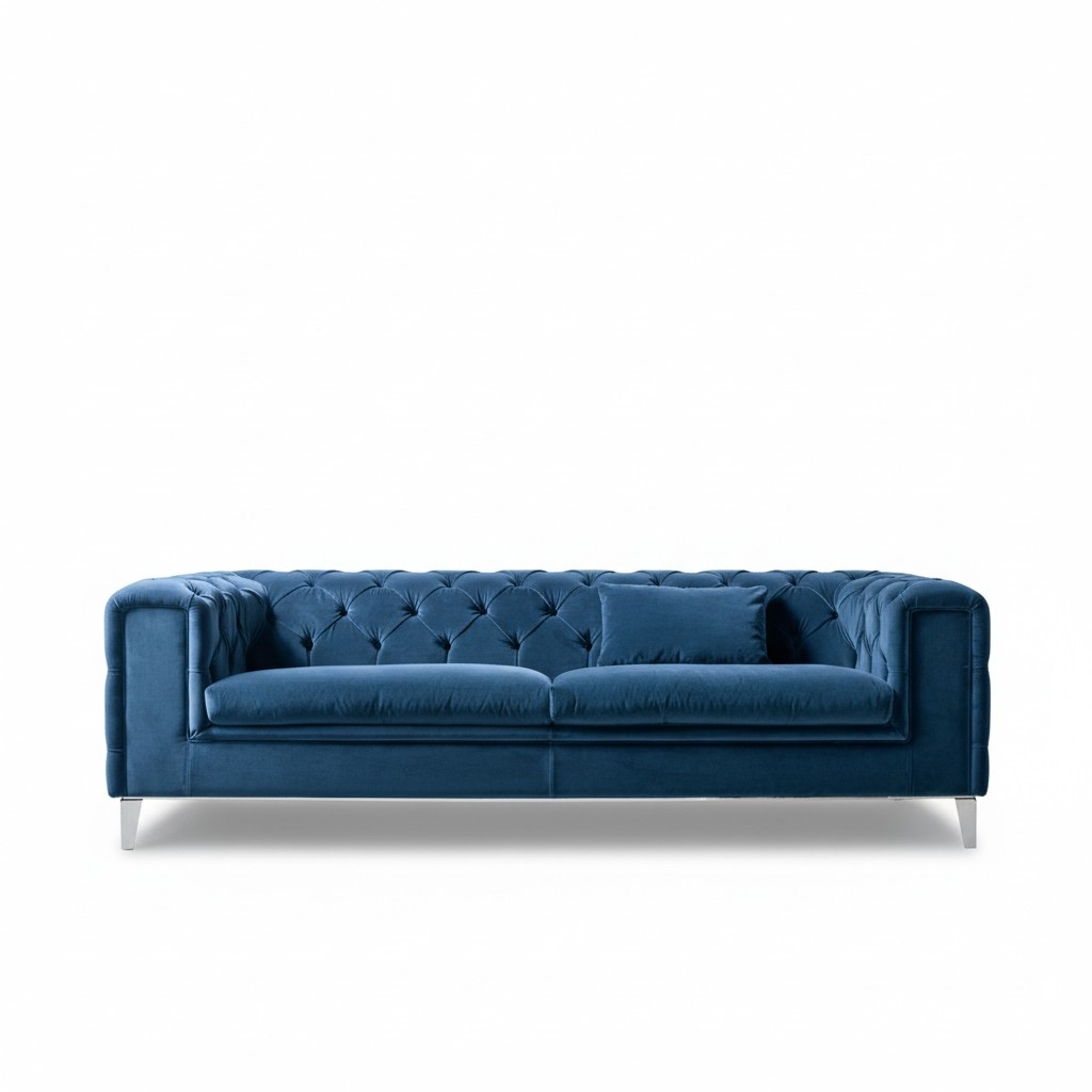 Sofa 3 Seater Blue Luxury Textile Living Room Design Italian Furniture PRIANERA