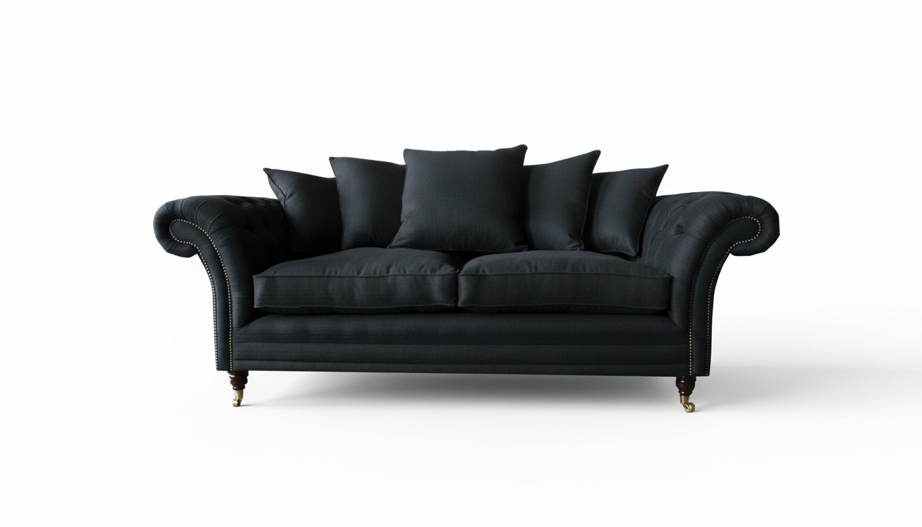 Sofa 3 Seater Classic Design Sofas Upholstery Leather Modern Couches 3pc Black