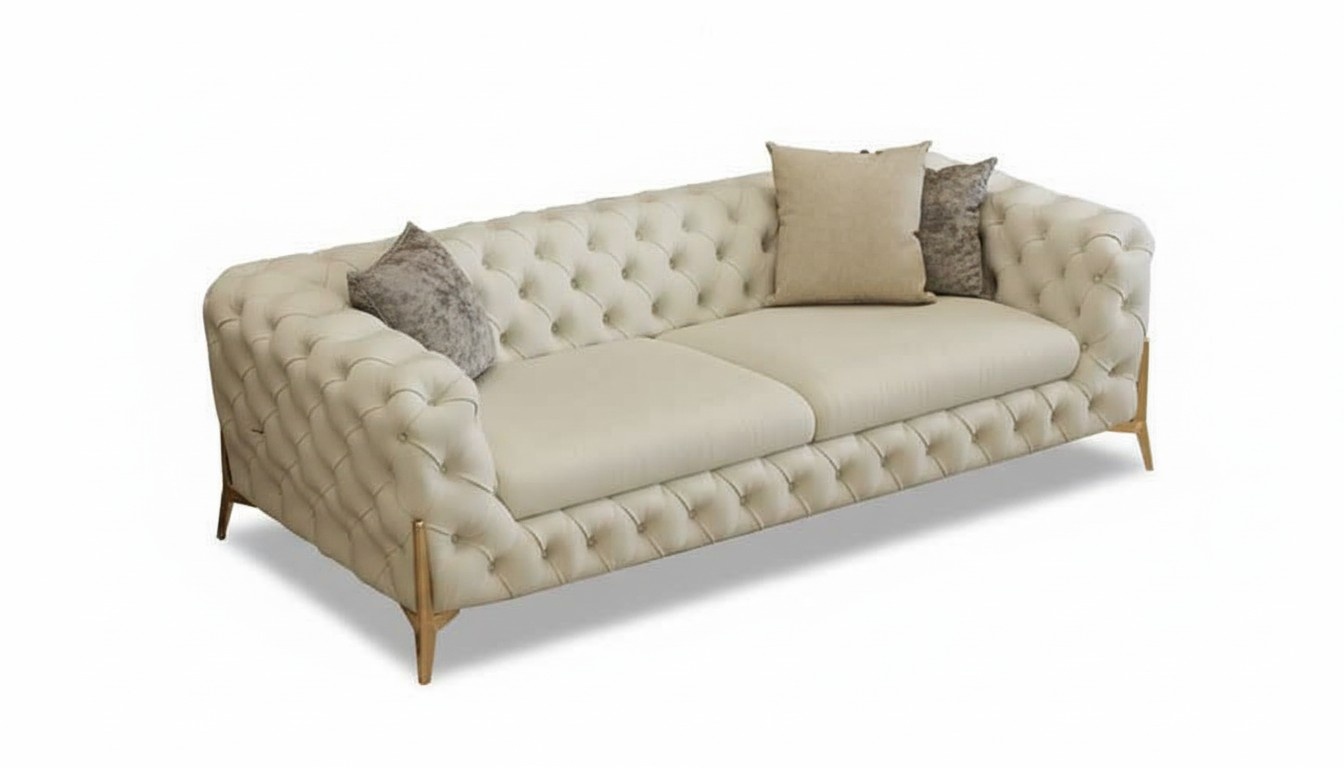 Sofa 3-seater Design Sofas Upholstered Couches Leather Relax Chesterfield Seating Furniture