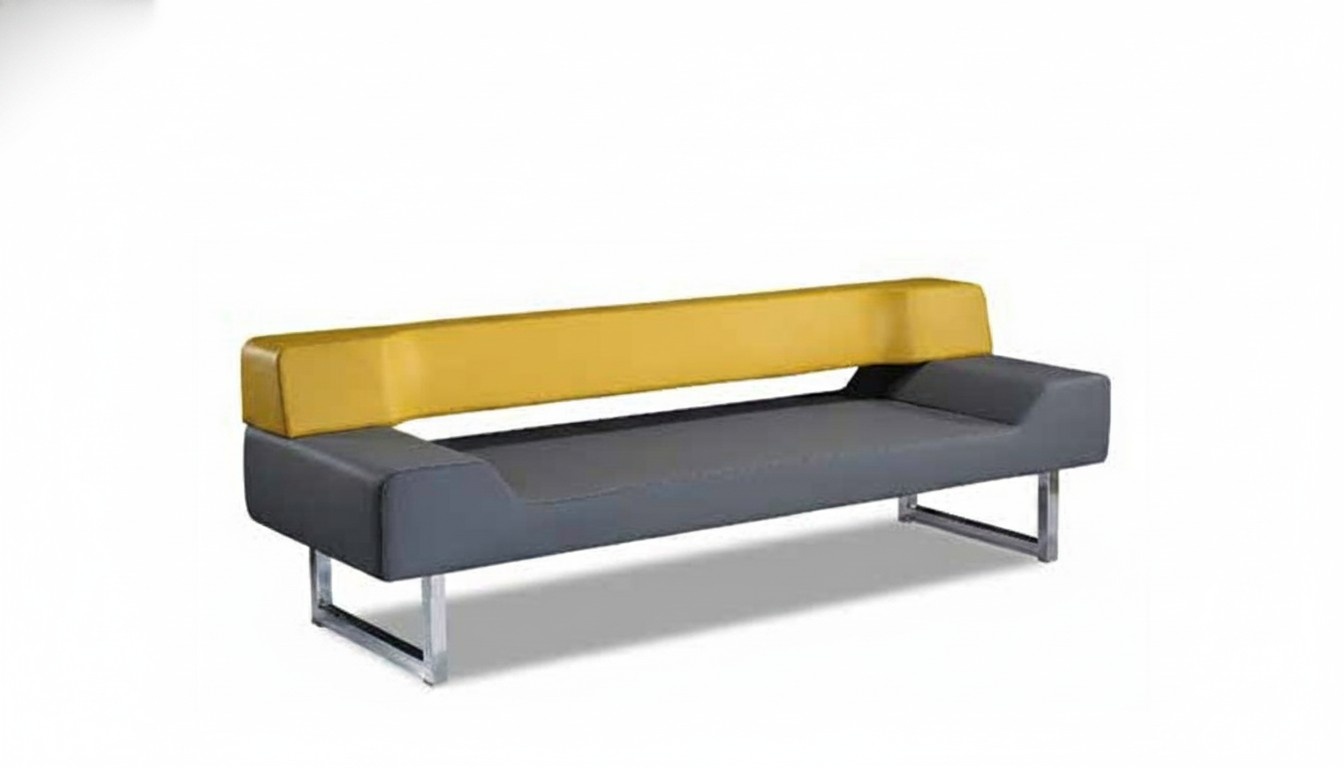 Sofa 3-Seater Designer Couch Yellow Upholstered Furniture Office Bench Waiting Room
