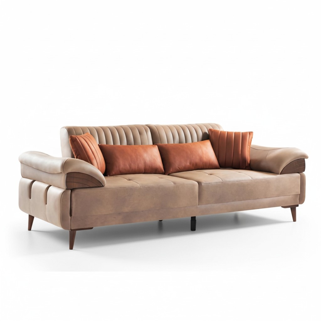 3-Seater Leather Sofa Couch Living Area Set Modern Design Seating