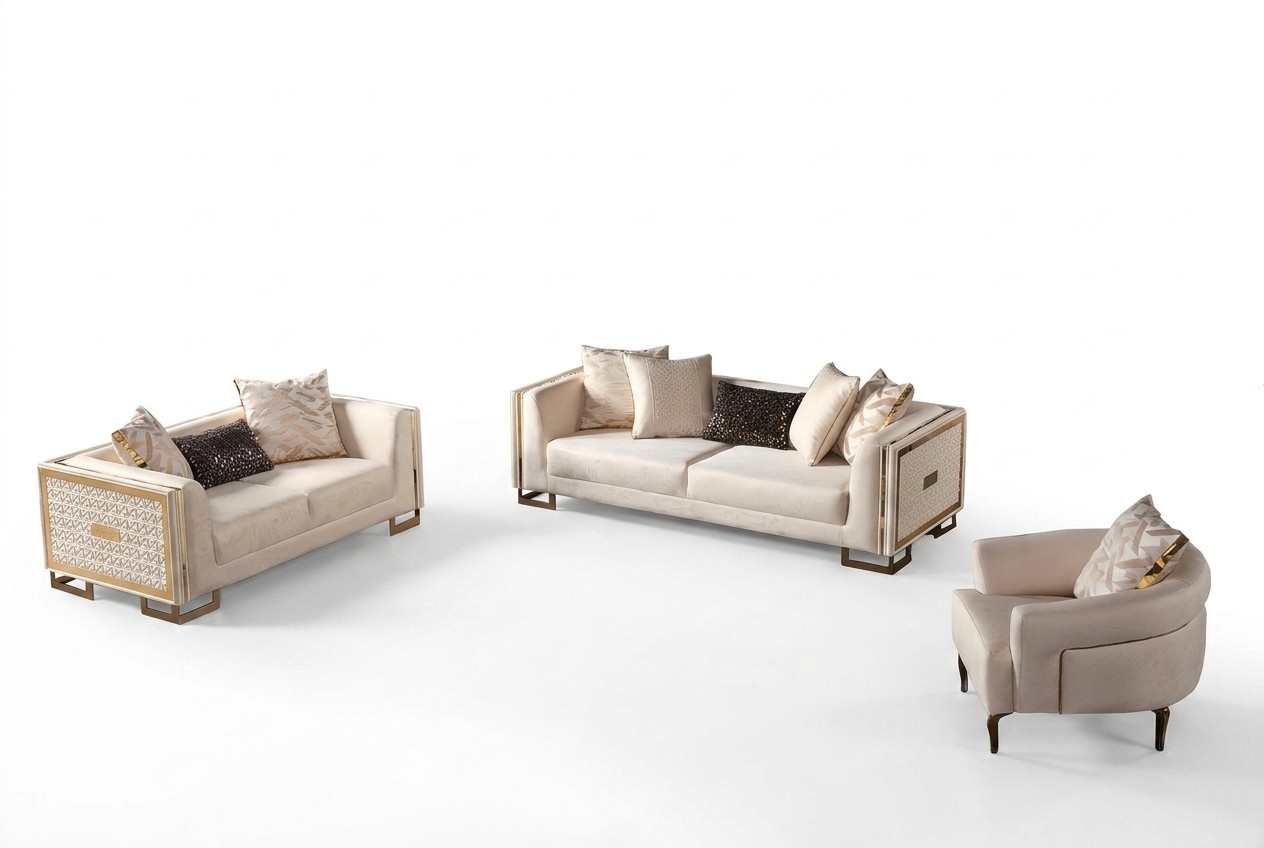 Sofa 3-seater living room couch lounge set complete sofa relaxation set 3-piece