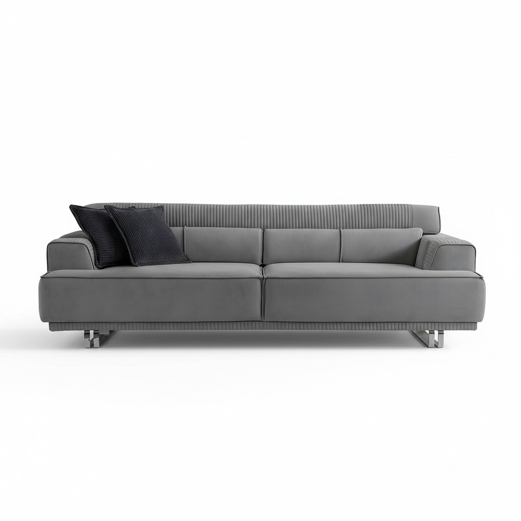 Sofa 3 seater modern furniture grey living room luxury furnishings 235cm