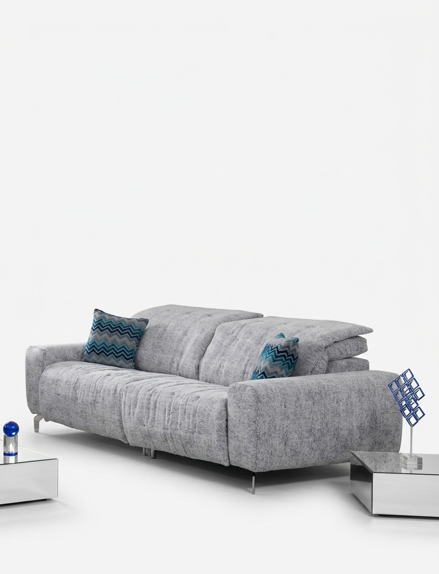 Sofa 3-seater sofa couch upholstery living room gray 230cm adjustable multifunctional