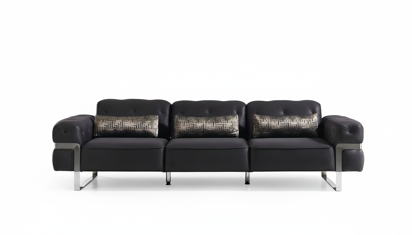 Sofa 3 Seater Three Seater Textile Luxury Furniture Design Couch Black