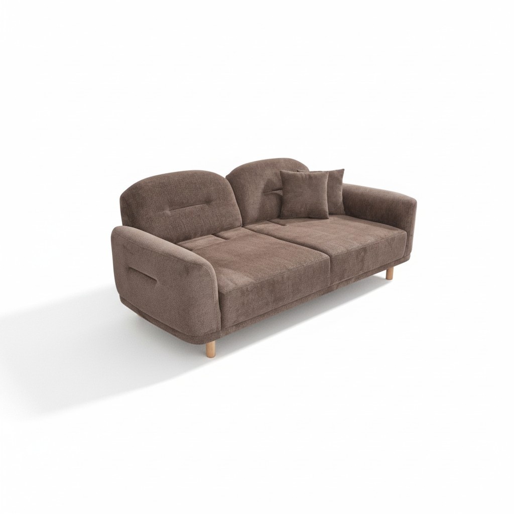 3-seater sofa upholstered brown fabric seating design couch modern textile