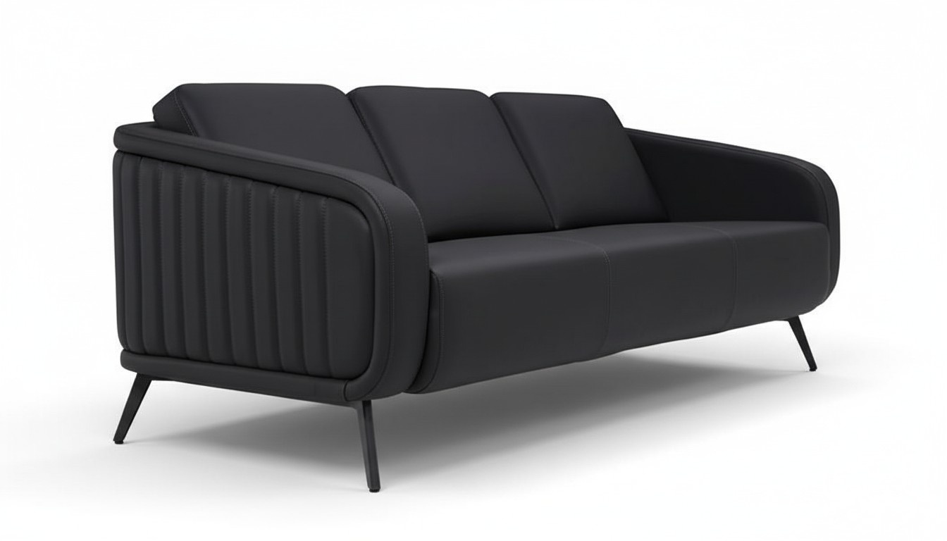 Sofa 3-seater upholstered sofa black textile seating design couch sofas fabric modern