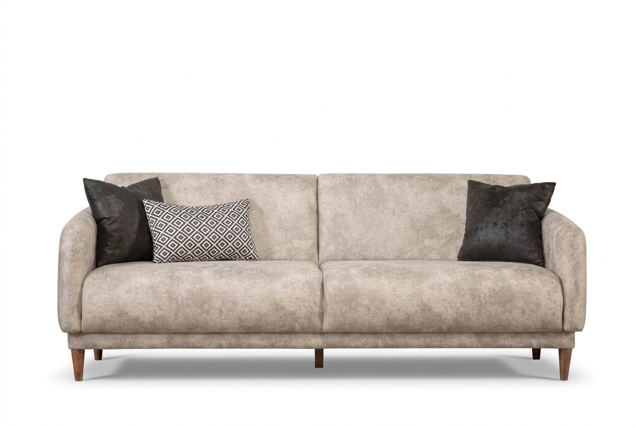 Sofa 3-seater with sleeping function with wall shelf designer living room set