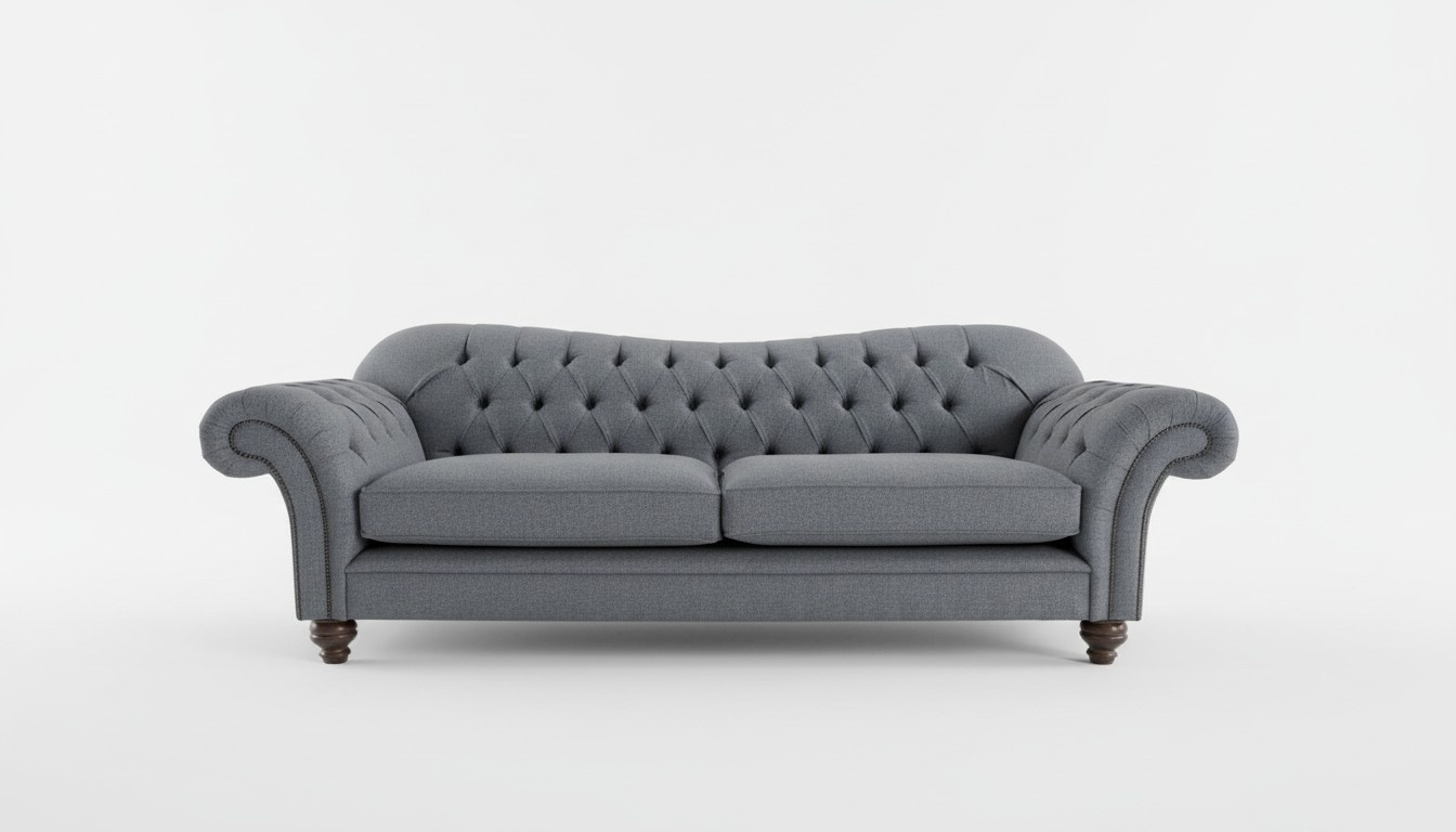 Chesterfield Sofa 4-Seater XXL Textile Grey Upholstered Comfortable Couch New