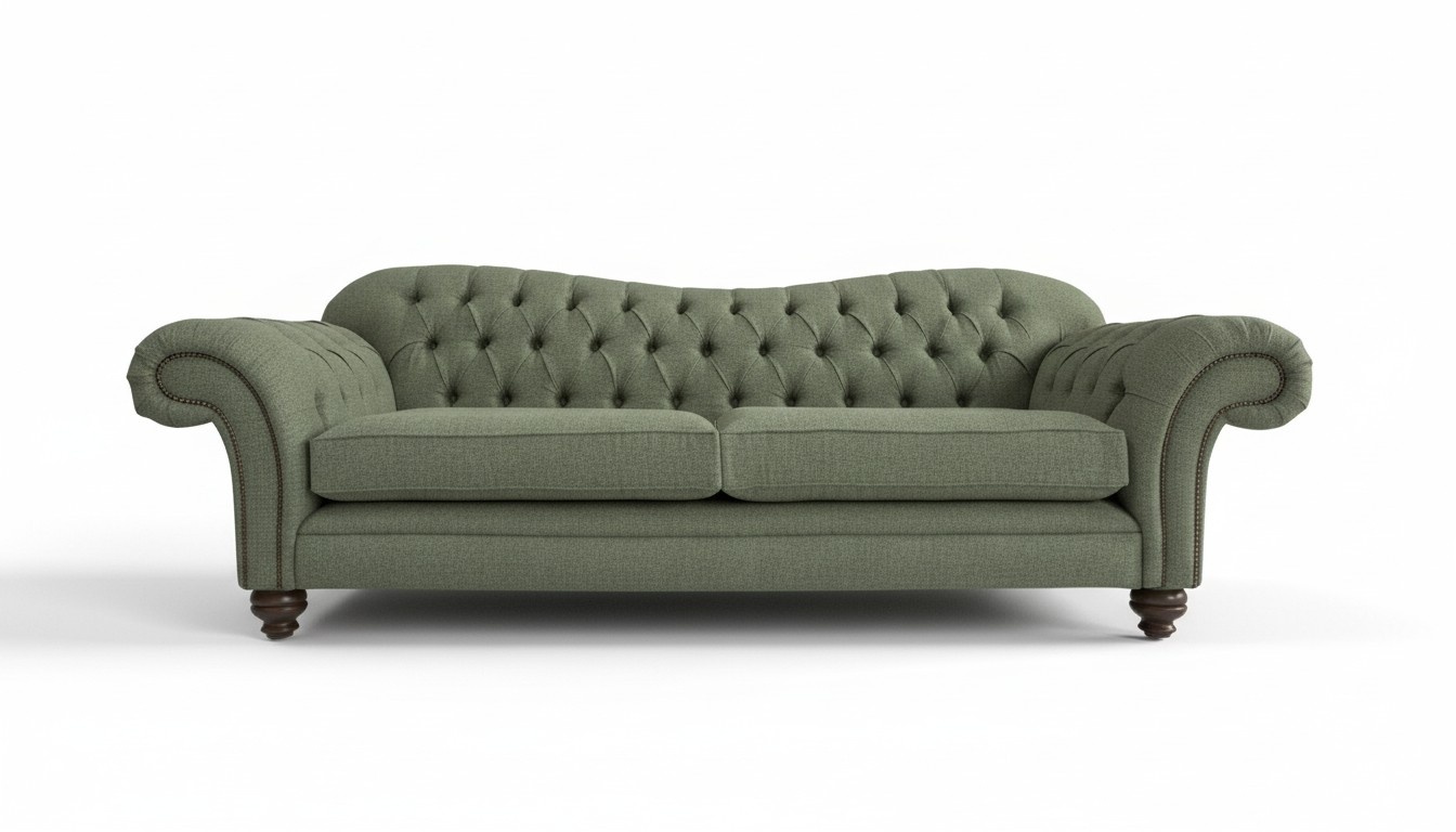 Chesterfield Sofa 4-Seater XXL Modern Textile Couch Upholstered Comfortable Green