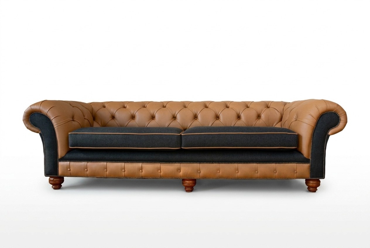 Sofa 4 seater upholstery couch big couches Chesterfield leather textile new