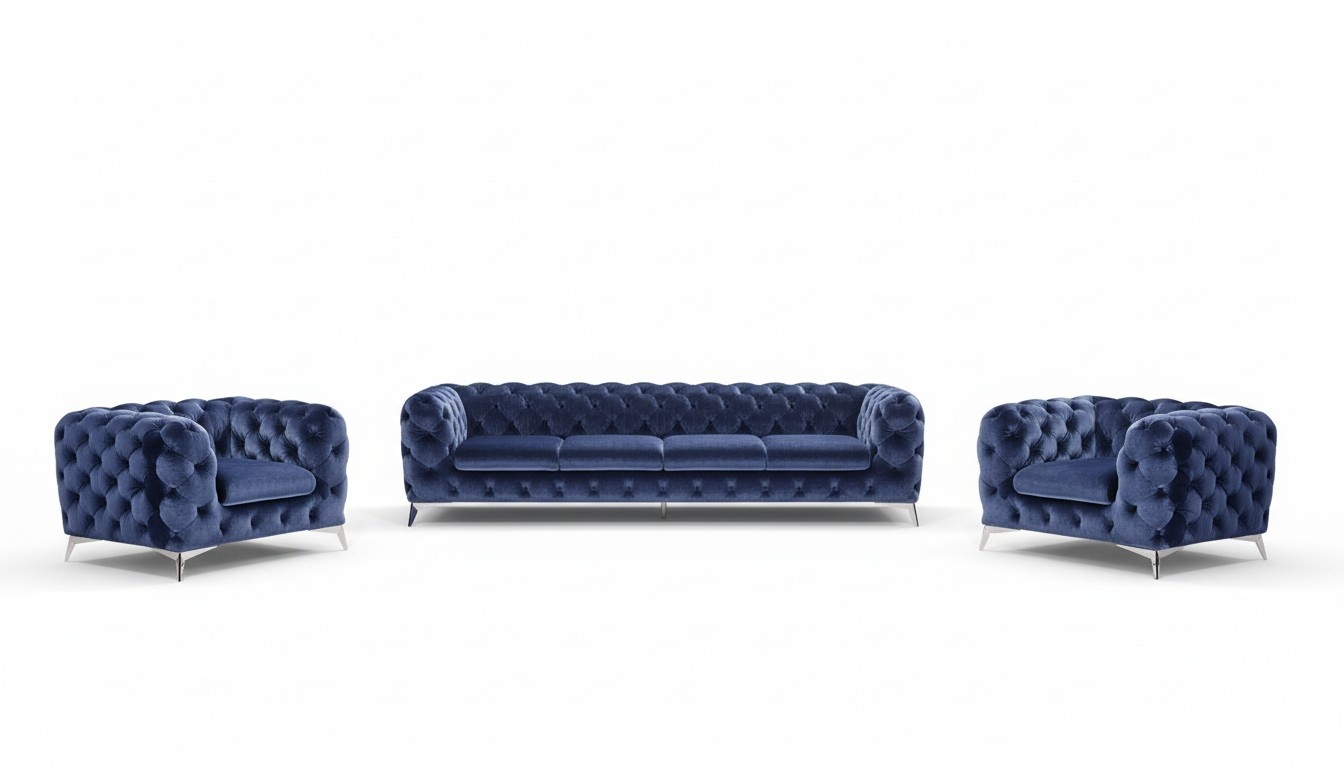 Sofa Chesterfield Couch Upholstery Set Textile 2+1 designer Couches New XXL Big