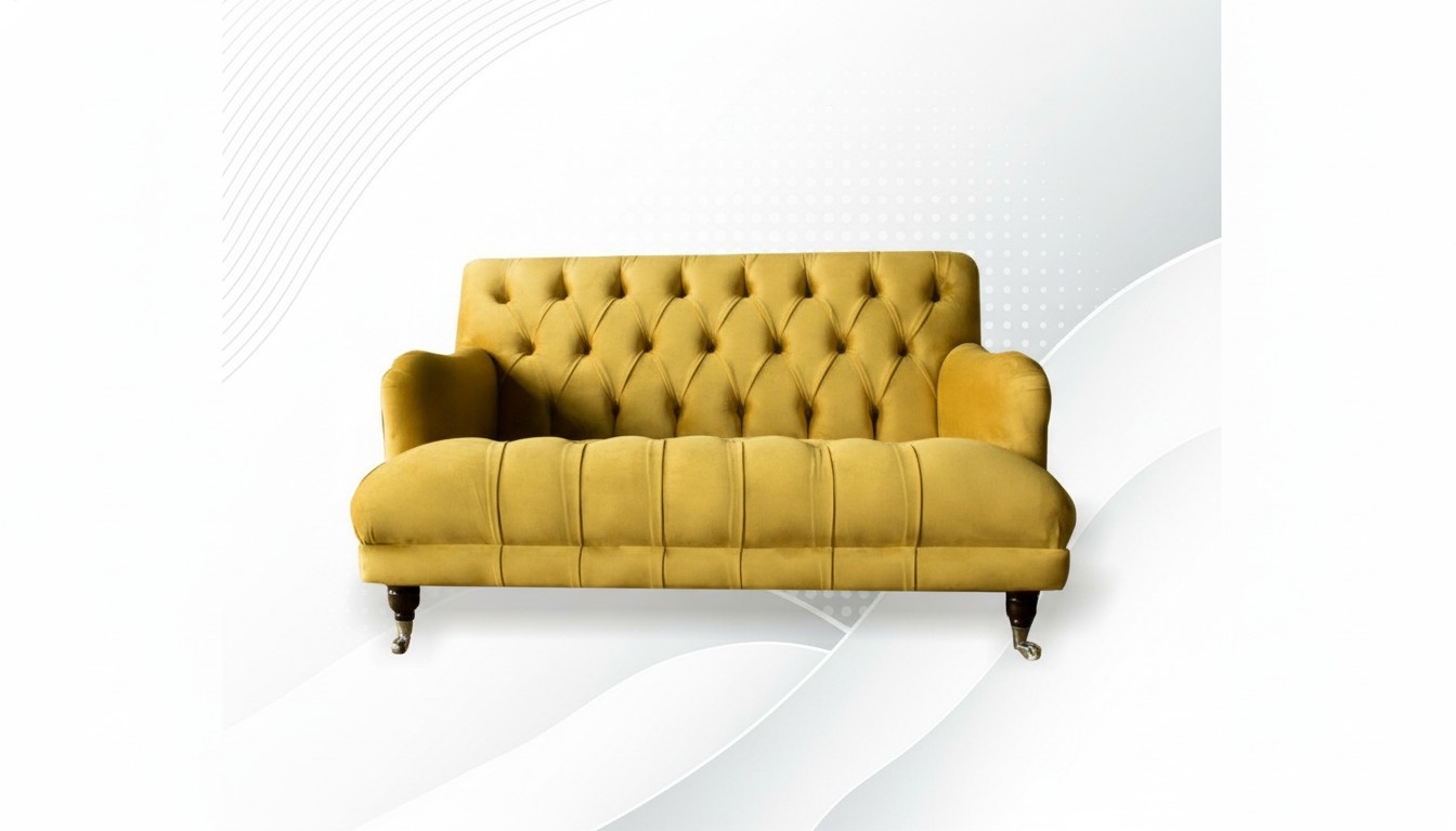 Sofa Couch Chesterfield Upholstered Modern Gray Fabric Sofas 2-Seater Double Seat