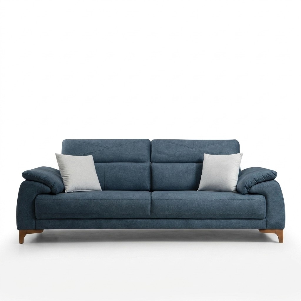 Sofa Couch Living Room Modern Furniture Three-Seater Blue Upholstered Sofa Design