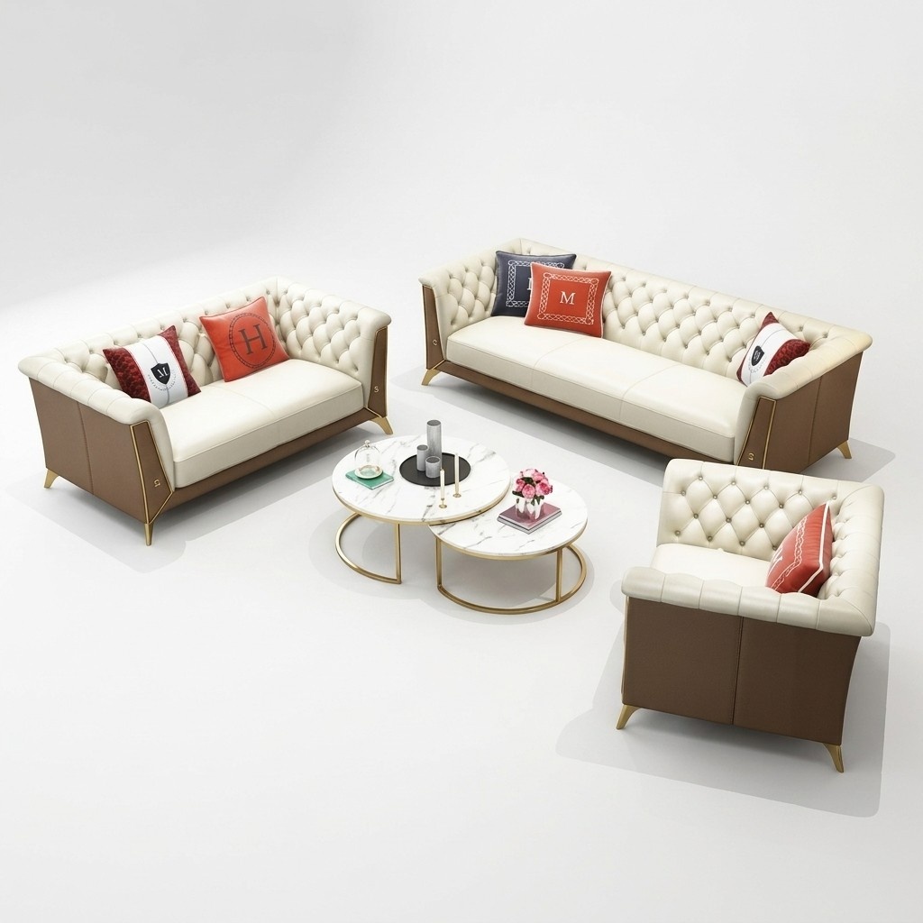 Sofa Couch Set Seat Upholstery Complete Set 3+2+1 Sofas Designer Chesterfield