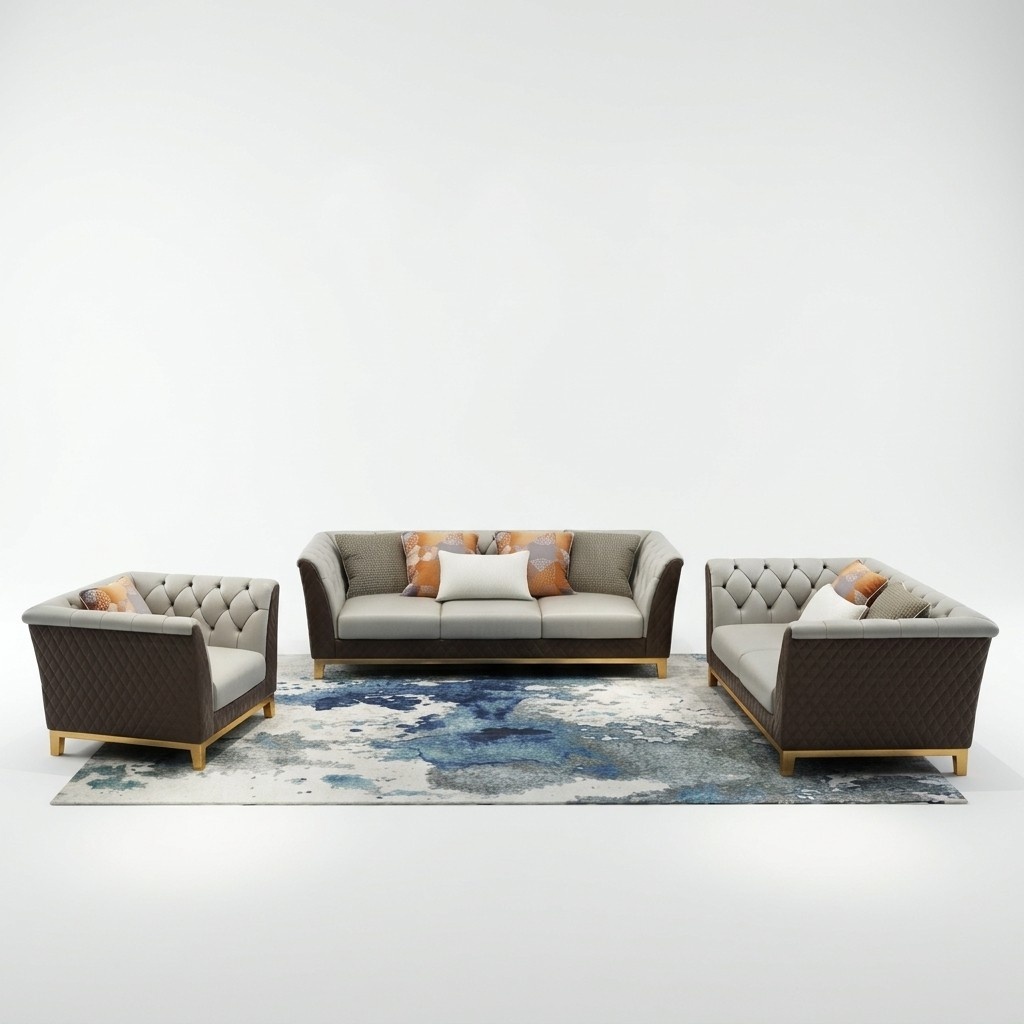 Sofa Couch Set Seat Upholstery Complete Set 3+2+1 Sofas Design Chesterfield