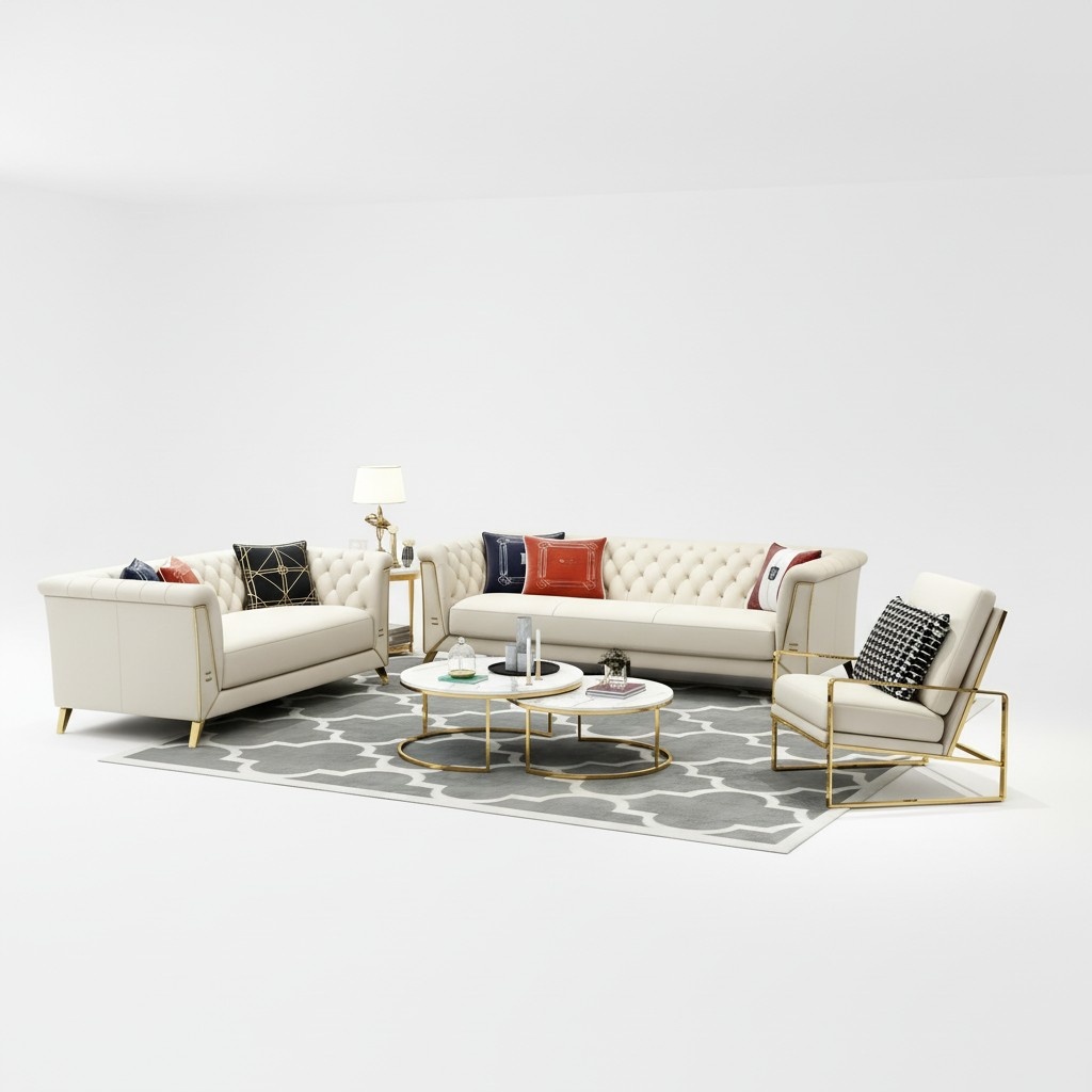 Sofa Couch Velvet Upholstery Seat 3+1 Seater Design Sofas Metal New Set Couches