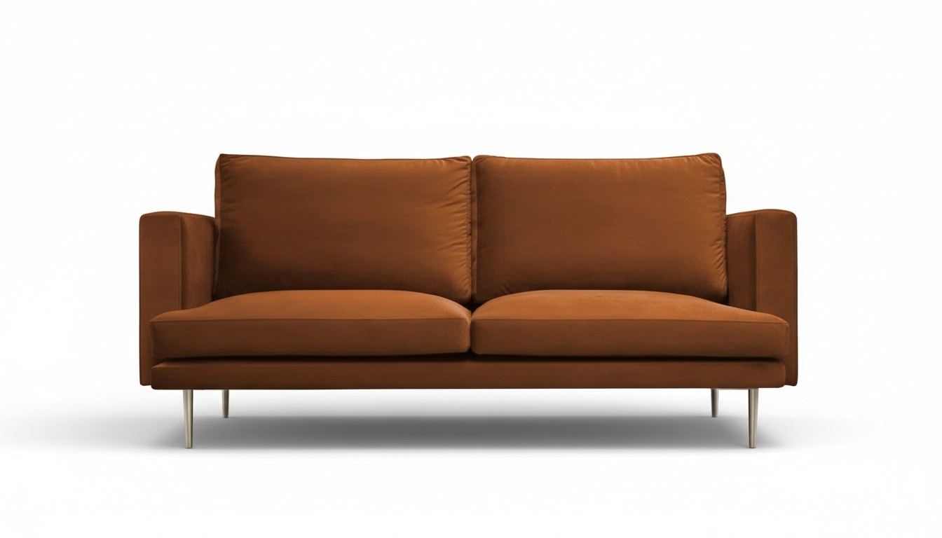 Creative Three-Seat Sofa Orange Fabric Living Room Design Couches Upholstered Sofas