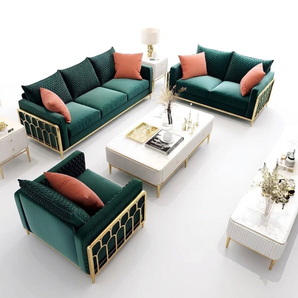 Sofa Fabric Couch Upholstery Seat 2+1 Seater Set Design Couches Sofas Metal