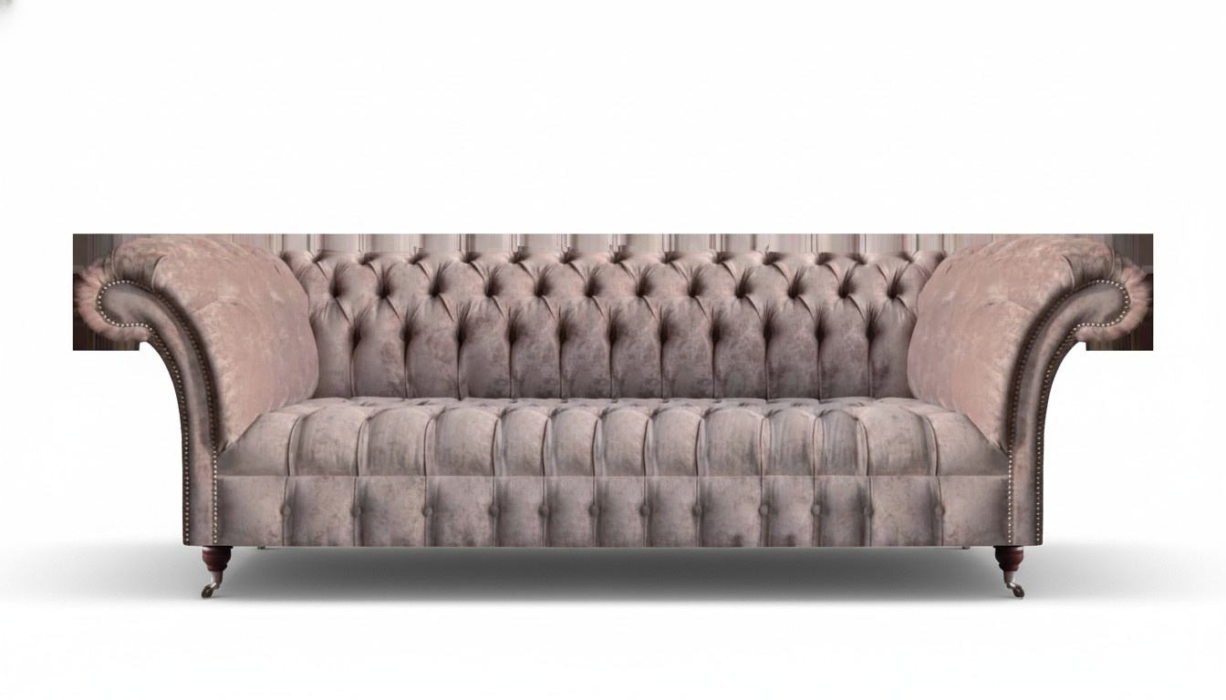 Sofa Four-Seater Couch Gray Living Room Chesterfield Furniture Luxurious Upholstered Furniture