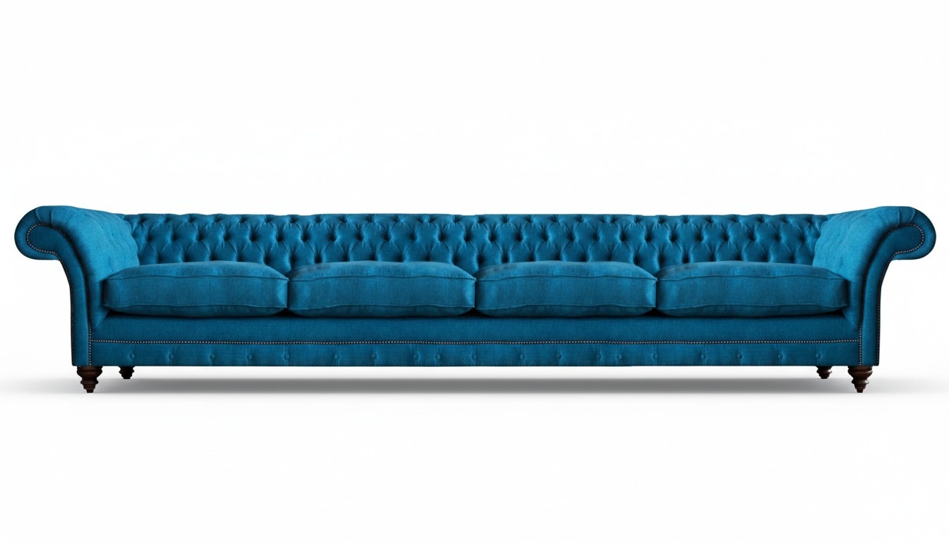 Sofa four-seater couch furnishings luxury upholstered furniture textile seat Chesterfield