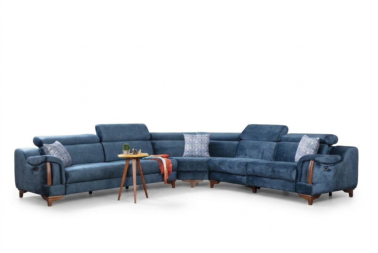 Sofa L-shape Modern Blue Corner Sofa Couch Living Room Design Furniture