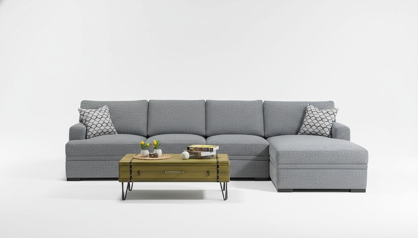 Sofa L-Shape Style Modern Gray Corner Sofa Living Room Furniture Design Furnishings