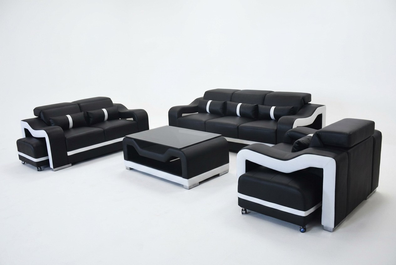 Sofa leather + USB, couch upholstery set 3+2+1 seat complete set designs