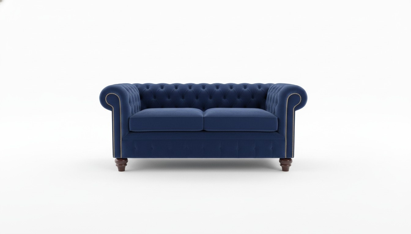 Sofa Luxury Leather Textile Chesterfield Couch Sofas Upholstery 3 Seater Set Blue