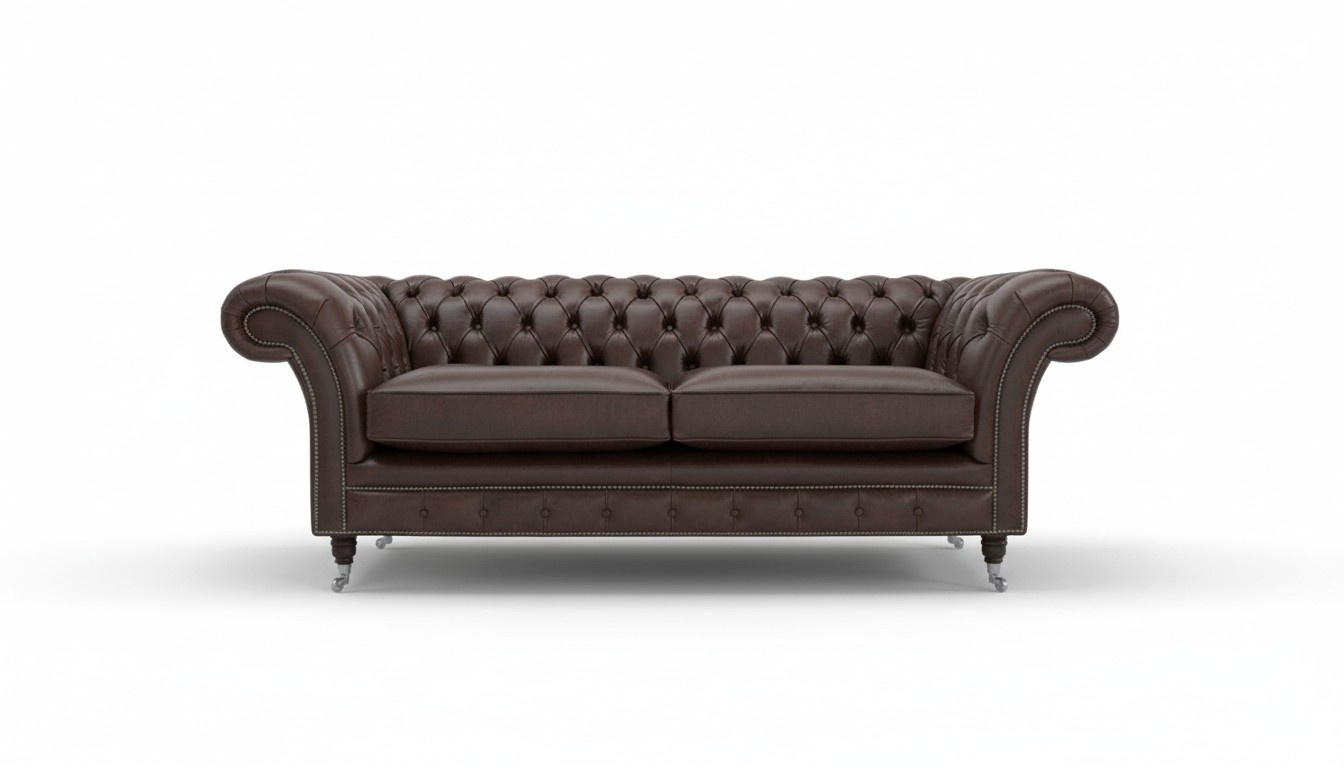 Sofa luxury leather textile Chesterfield couch sofas upholstery 3 seater set new