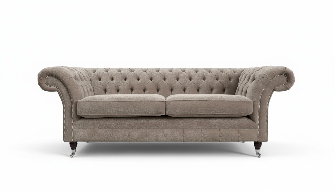 Sofa Luxury Textile Chesterfield Couch Sofas Upholstery 3 Seater Set Gray Velvet