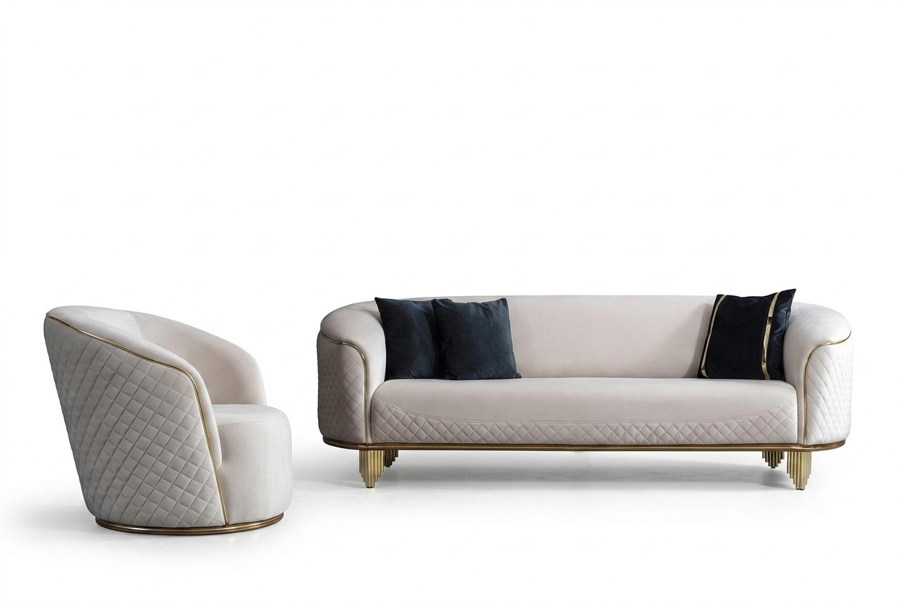 Sofa set 2-piece living room sofa 3 seat armchair modern design couch