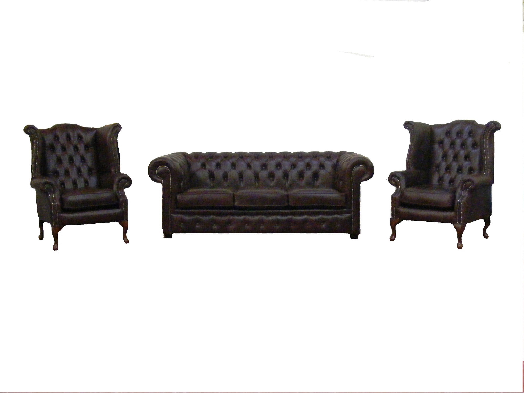 Sofa set: 2 armchairs + 3-seater sofa leather sofa seating upholstery set