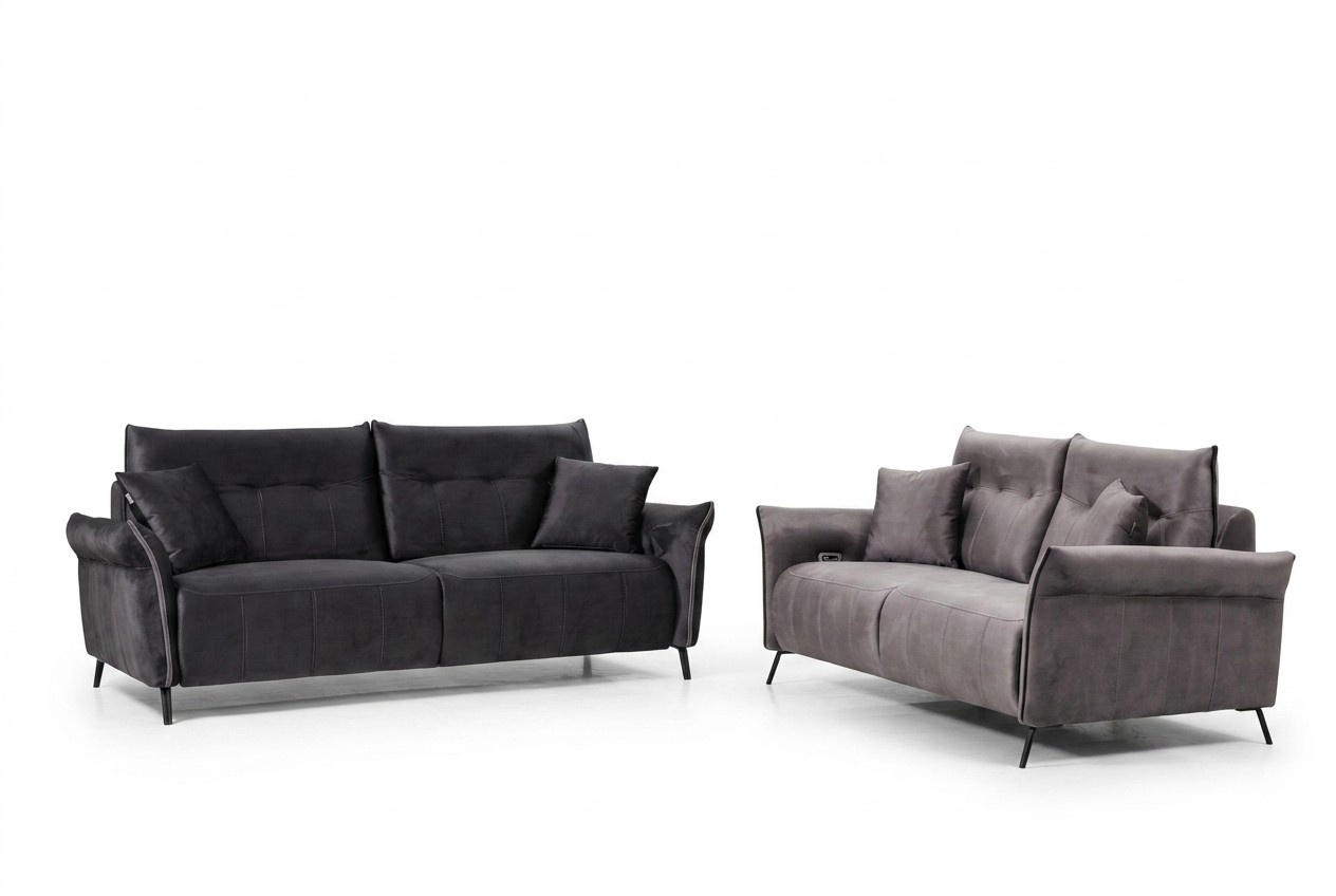 Sofa set 2 pieces living room 2x sofa couch three-seater modern furniture
