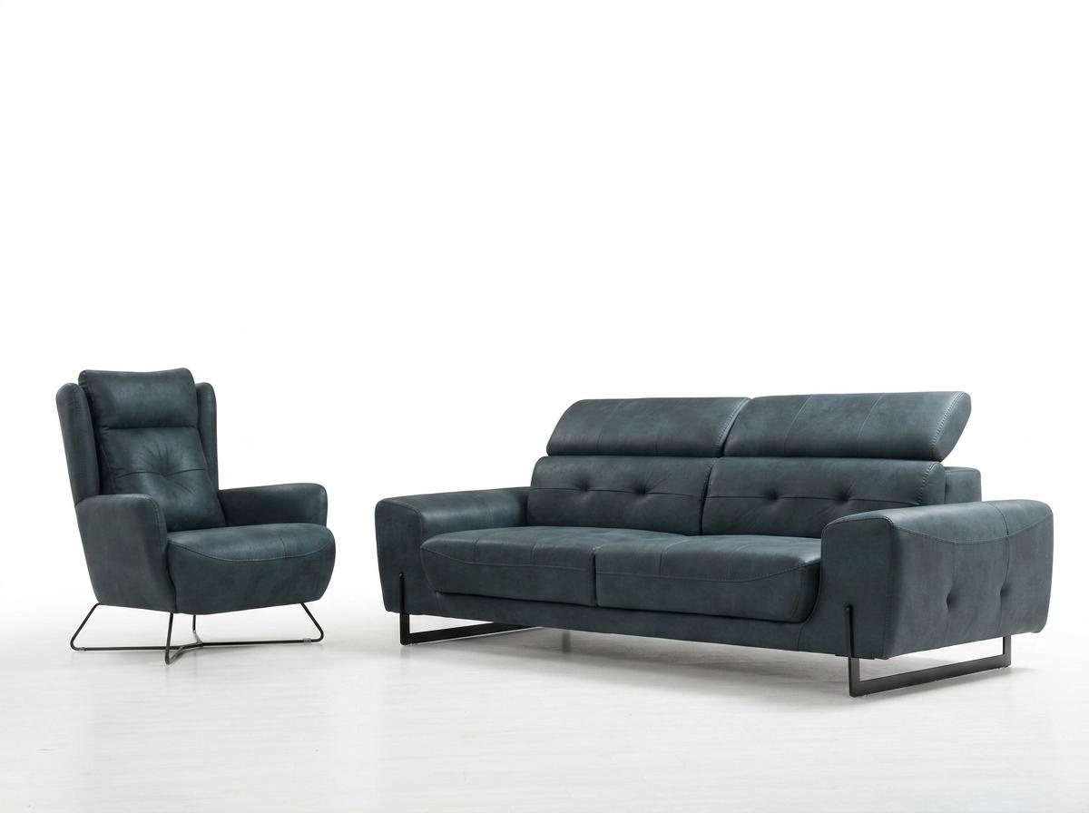 2-piece sofa set, three-seater sofa, couch, living room designer armchair, textile furniture
