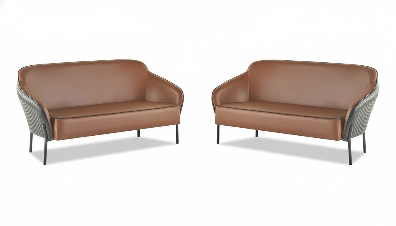 Sofa set 2-seater sofas brown black modern leather sofas stainless steel wood