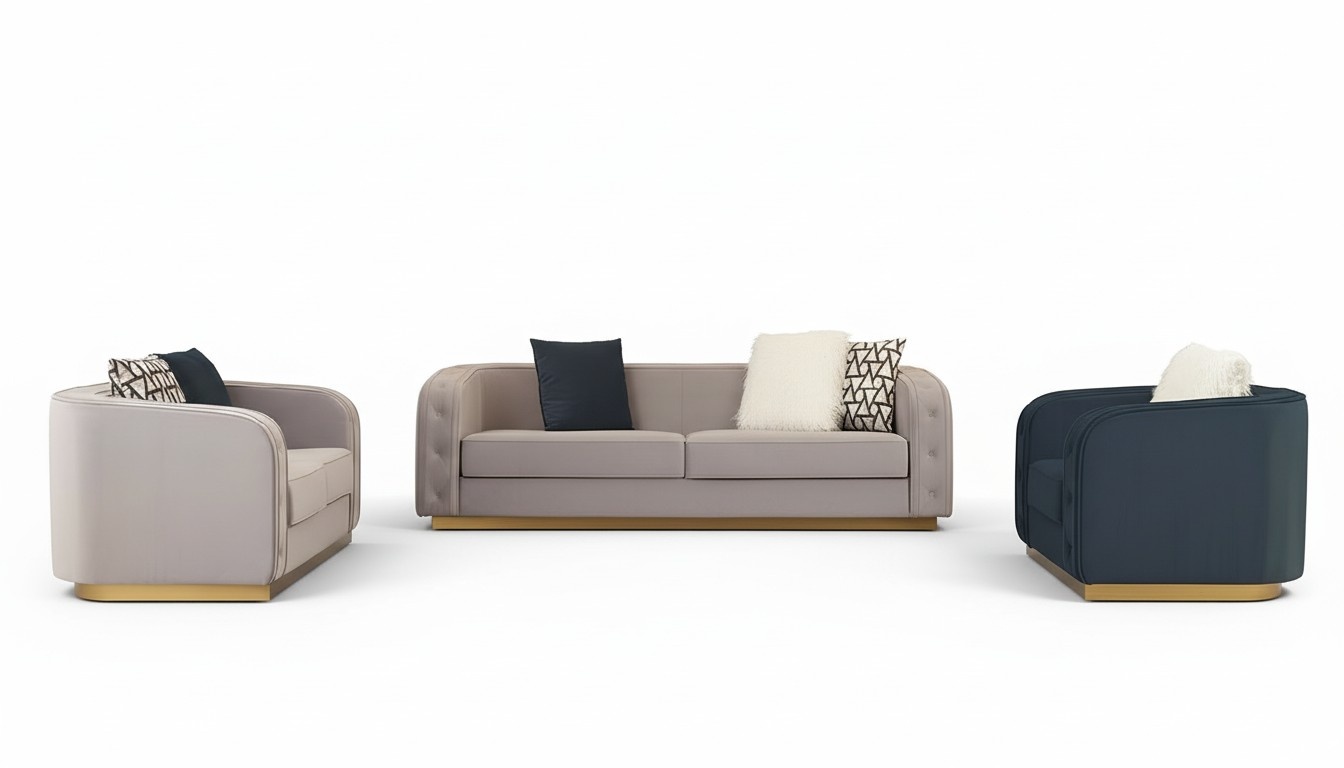 Sofa Set 3+2+1 Seater Set Design Sofas Upholstery Couches Textile Modern Relax