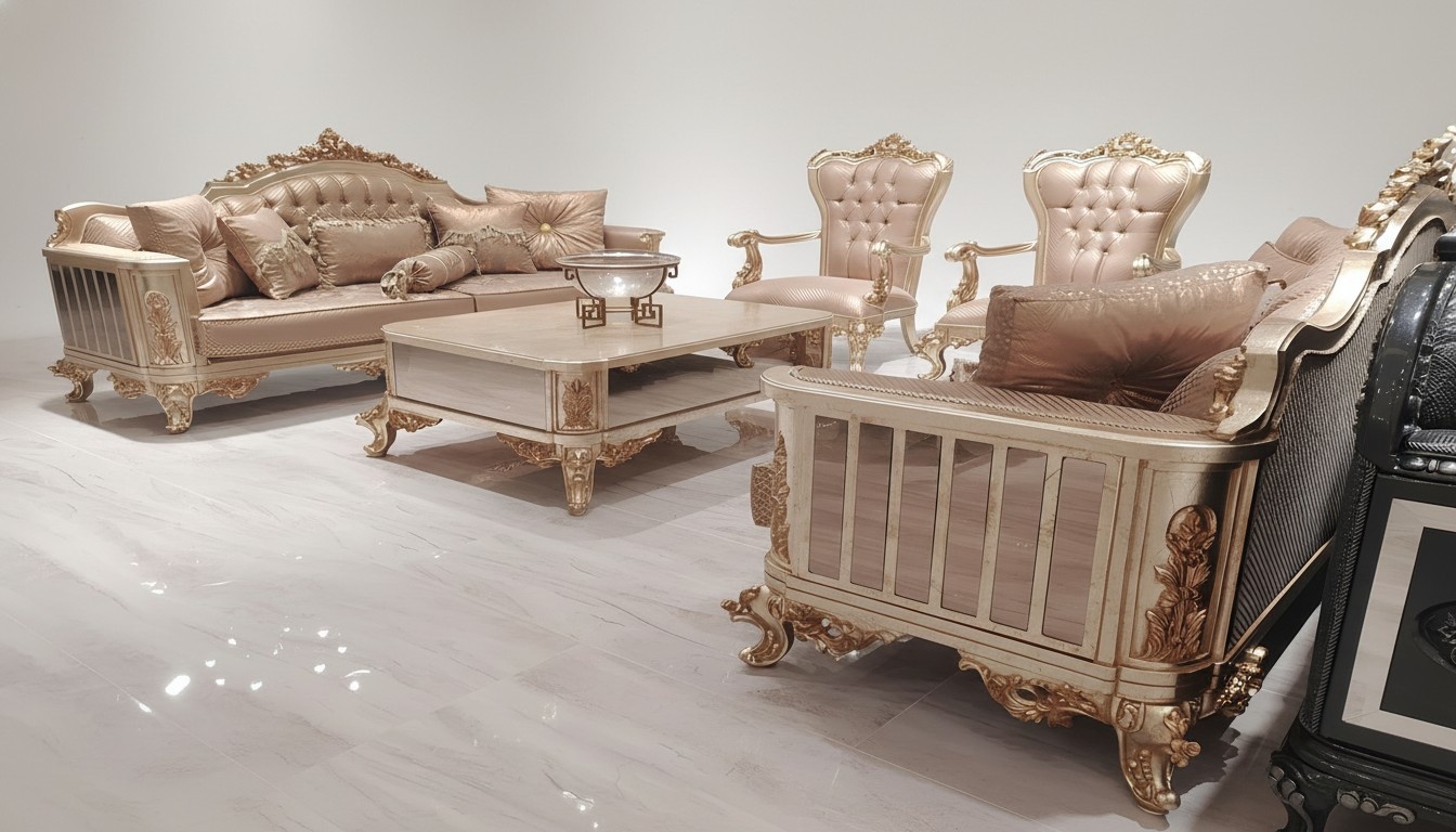 Sofa Set 3+3+1+1 Seater Coffee Table Sofa Armchair Sofas Fabric Luxury Set 5pcs