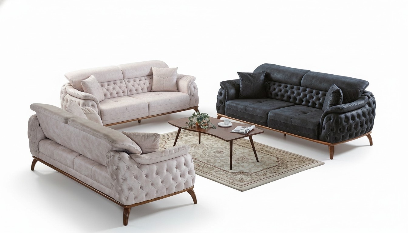 Sofa set 3+3+1 seater modern relax armchair Chesterfield style 3-piece