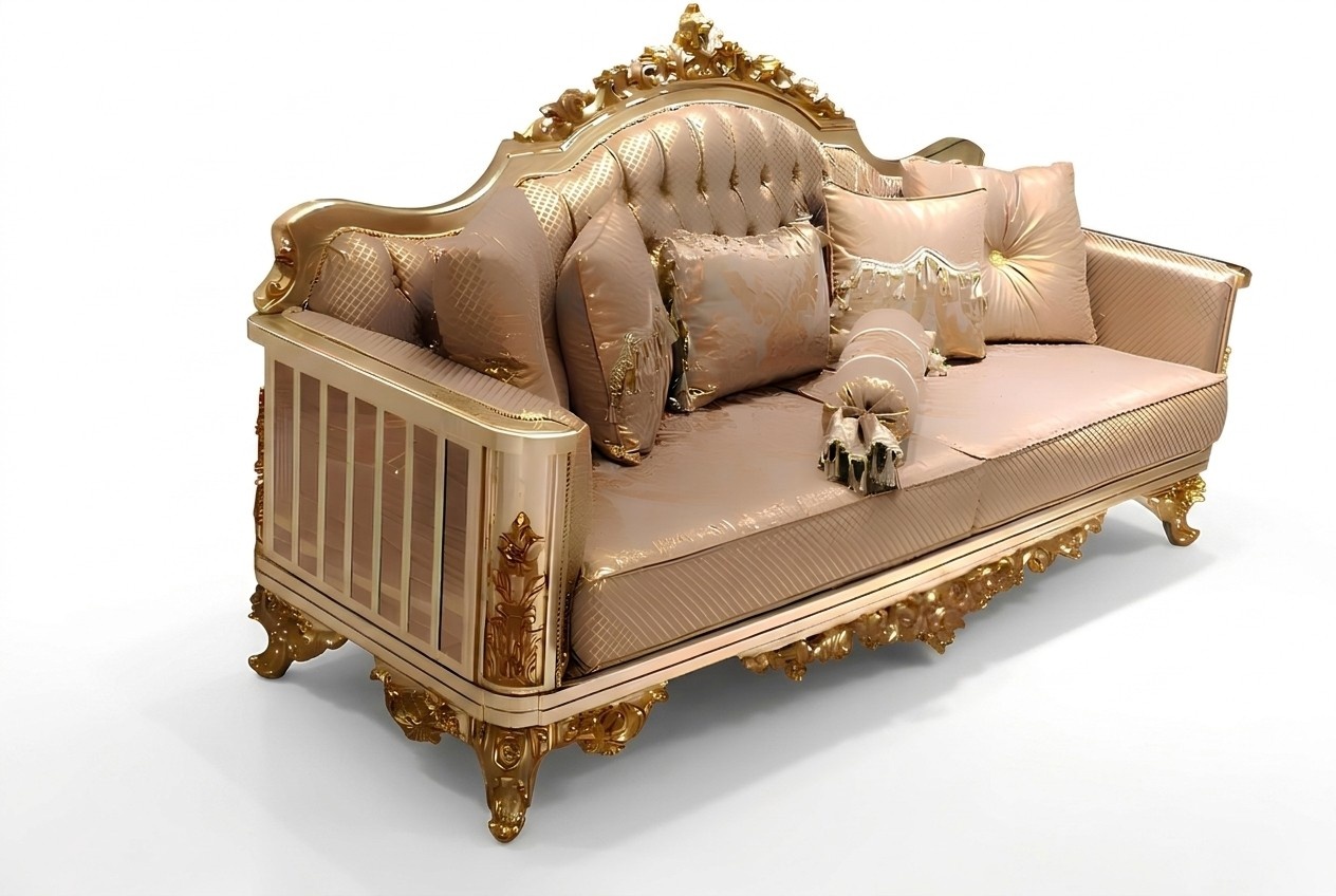 Sofa Set 331 Seater Textile Complete Set Sofa Armchair Group Wood Chesterfield