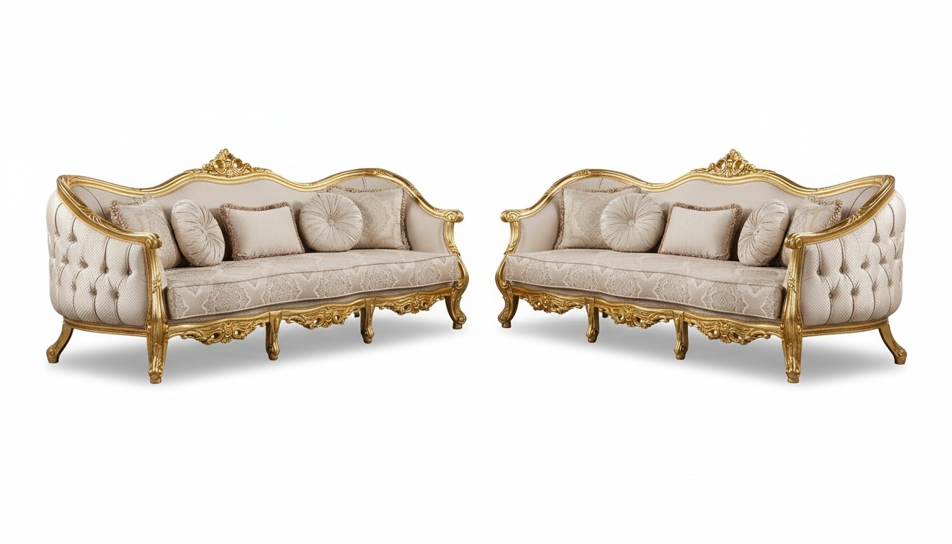 Sofa Set 3+3 Seater Sofa Sofas Armchair Seat Set Fabric Living Room Baroque