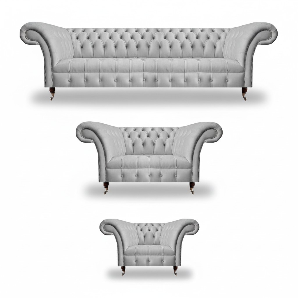 3-piece Sofa Set Textile Furniture Living Room Set 4+2+1 Modern Chesterfield